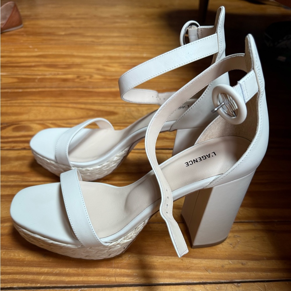 L'AGENCE Cream Platform Heels